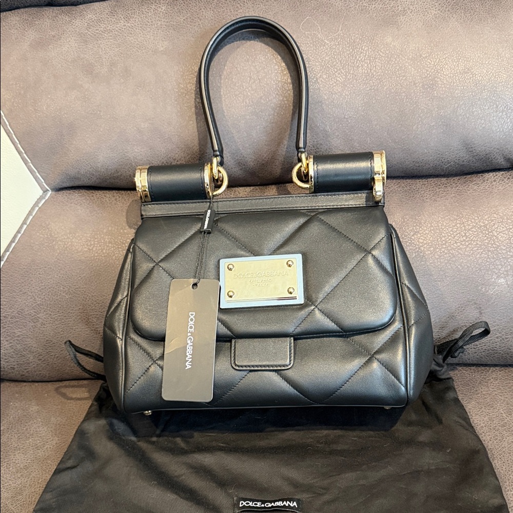 Dolce & Gabbana Black Quilted Satchel 90’s Sicily quilted Medium bag